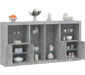 Aparador | aparador de comedor | armario de cocina con luces led gris hormigón 202x37x100 cm cfw82096