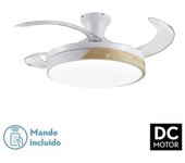 Lampara/ventilador techo 3 aspas metal/madera blan