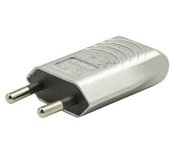 Enchufe eléctrico macho de 2 polos, conexión superior, 6 a, gris