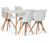 Juego de mesa 120x80 cm y 4 sillas de comedor jeff color blanco