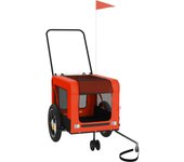 Remolque de bicicleta mascotas hierro tela oxford naranja negro cfw35471