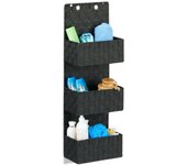 Relaxdays cesta colgante organizadora para puerta, plástico, negro, 75 x 25 x 15 cm