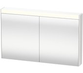 Armario con espejo duravit brioso 122,0 x 14,8 cm con iluminación led, 2 puertas con espejo, br710401818, color: decoración blanco mate, mango blanco