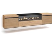 Amueblate online, mueble tv, televisión, muebles de salón, almacenaje, para tv hasta 80, chimenea eléctrica, colgado, suspendido, roble