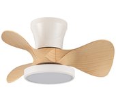 Ventilador de techo led moll blanco+madera 20w 1900lm ctt intensidad regulable con mando a distancia