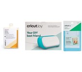 Máquina de corte cricut joy + 12 tarjetas holográficas y sobres + tapete