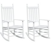 Pack 2 uds mecedora | sillón balancín relaxs con asientos curvos abeto madera maciza blanca cfw55781