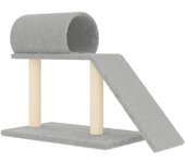 Rascador para gatos con túnel y escalera gris claro 55,5 cm