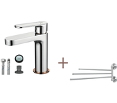 Grifo de baño moderno,mezclador de lavabo auralum max, acabado en oro rosa,cromado+toallero inox 304 con 3 barras rotativos 180°, cepillado (40cm)