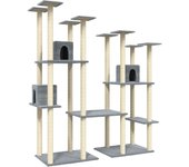 Rascador para gatos con postes de sisal gris claro 174 cm
