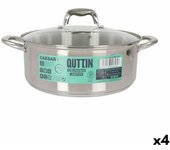 Cacerola con tapa de cristal quttin caesar acero ø 28 x 11 cm (4 unidades)