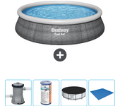 Paquete de piscina - bestway - alrededor - 457x457x84 cm + accesorios cb52