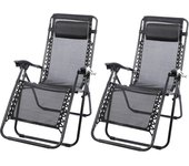 Pack de 2 sillas tumbonas con reposabrazos - negro