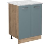 Vicco mueble bajo de cocina r-line, gris azulado, 60 cm et mármol