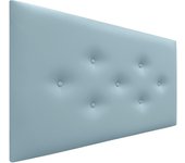 Dhome cabecero de polipiel con 3 hileras intercaladas de botones cabezal tapizado cama lujo (celeste, 105cm)