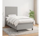 Cama con somier y colchón gris claro 90x190 cm tela