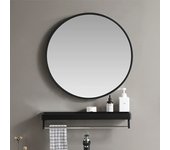 Espejo de baño redondo suspendido - diámetro 60 cm, espejo de maquillaje (sin estante)