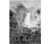 Fotomural jurassic waterfall blanco y negro - 200 x 280 cm - komar