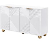 Buffet con cuatro puertas esculpidas, estantes interiores ajustables, tiradores metálicos