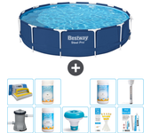 Paquete de piscina - bestway - alrededor - 396x396x84 cm + accesorios