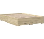 Cama matrimonial | cama para adultos | cama con cajones madera ingeniería roble sonoma 135x190 cm cfw10969