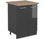 Vicco mueble bajo de cocina r-line, antracita alto brillo, 60 cm , et roble
