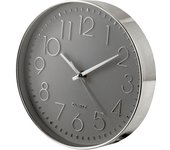 H&h reloj de pared redondo gris y cromado 24 cm