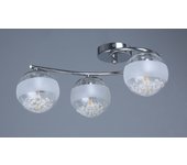Plafón lámpara de techo de metal color plata/cromo y 3 tulipas de cristal. bombilla e27. (sobremesa a conjunto). ref 73900/3ch