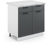 Vicco mueble bajo de cocina fame-line, antracita casa de campo, 80 cm , et mármol