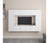 Set de 8 piezas muebles de tv | muebles de salón tv | conjunto salón madera de ingeniería blanco cfw81977