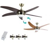 Bastilipo - malibú niquel 3 led, turbo efficient comfort air, ventilador techo con mando a distancia,60w