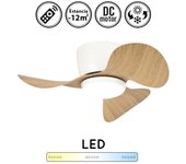 Ventilador de techo con luz silencioso dc con mando wood haya 65 cm invierno-verano color luz regulable
