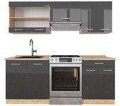 Vicco mueble de cocina r-line, antracita brillo intenso/roble dorado eléctrico, 200 cm , et roble