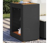 Mesa auxiliar de jardín tapa de madera negra 60x40x75 cm