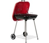 Barbacoa de carbón con tapa y ruedas dkd home decor rojo 60 x 57 x 80 cm acero (60 x 57 x 80 cm)