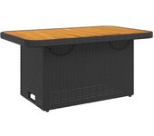 Mesa de jardín，mesa para exteriores，mesa de patio madera de acacia y ratán pe negro 90x55x71 cm cfw86670