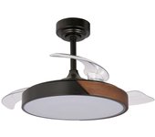 Ventilador de techo led aspas retráctiles taoro mini negro 46w 5520 lm cct con mando a distancia