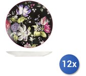 12x platos de frutas en porcelana, marca h&h, 20cm, bouquet