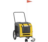 Remolque de bicicleta mascotas hierro tela oxford amarillo gris cfw27706