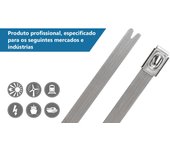 Bridas metálicas de acero inoxidable hellermanntyton con cierre por bola 685x4.6 mm, tipo ss316, color metal, bolsa de 100 piezas