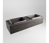 Mondiaz erin 150cm mueble de baño color dark brown con 1 cajón. con lavabo ridge doble sin orificios color dark grey