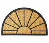 Relaxdays felpudo semicircular, alfombrilla entrada, alfombra pasillo antideslizante, coco y pvc, 75x45cm, natural/negro