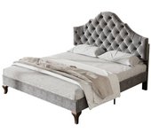 Cama acolchada de 90 * 200 con somier de láminas y cabecera, gris