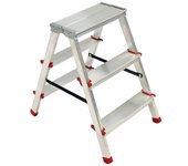 Escalera de aluminio / estribo 3 peldaños carga máx. 125 kg plegable pies antideslizantes brixo