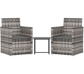 Muebles de jardín con cojines 3 piezas | conjunto de comedor | conjunto de descanso ratán sintético gris cfw589635