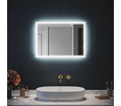 Sirhona espejo de baño led con iluminación, espejo de baño iluminado antivaho, 70x50cm