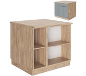 Vicco isla de cocina fame-line, azul claro-gris, 90 cm con cajón, sin encimera