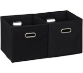 Relaxdays cajas de almacenaje, set de dos cestas, sin tapa, con asas, plegable, cuadrado, 30 cm, negro