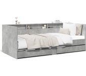 Sofá cama con cajones sin colchón gris hormigón 90x190 cm