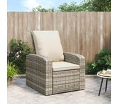 Vidaxl sillón reclinable jardín y cojines ratán sintético marrón claro